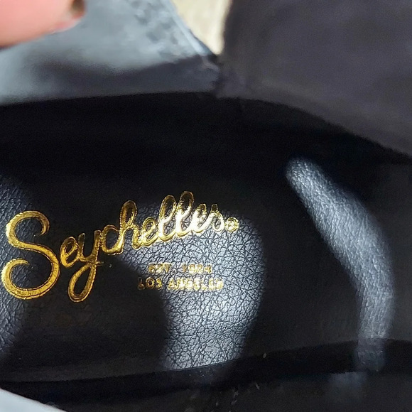 Seychelles‎ Lagoon Black Suede Cutout Ankle Boots Block Heels - Picture 14 of 16